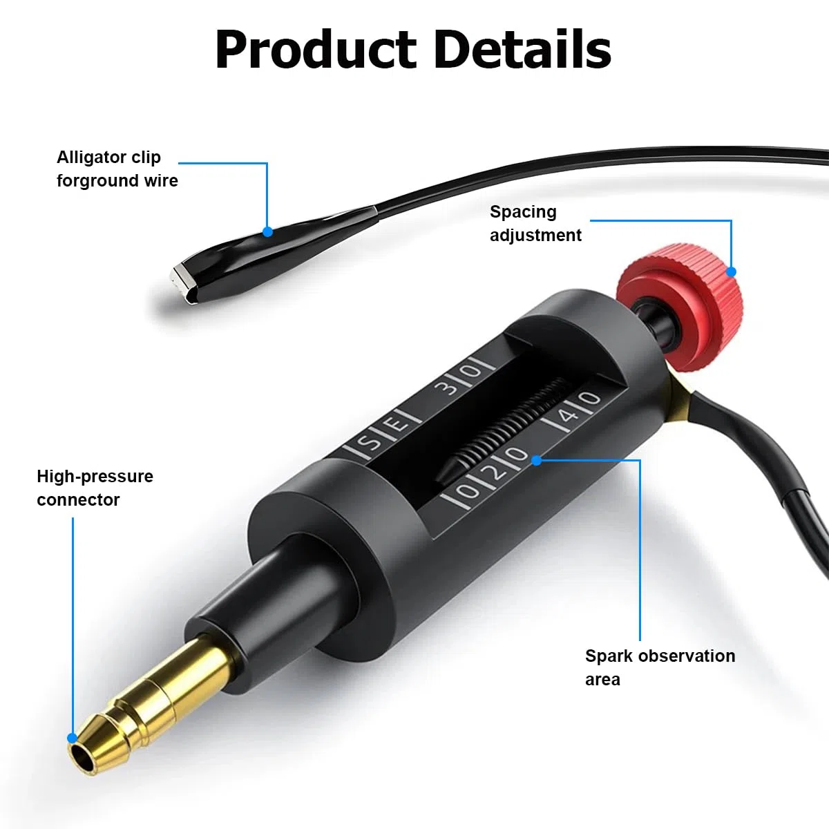 CGEAMDY Probador Bujías Probador Bobina Encendido Del Motor, Probador De Chispa De Encendido Ajustable Del Coche, Herramienta Diagnóstico Automático Bujía, Detector Línea Alto Voltaje Para Automóvil
