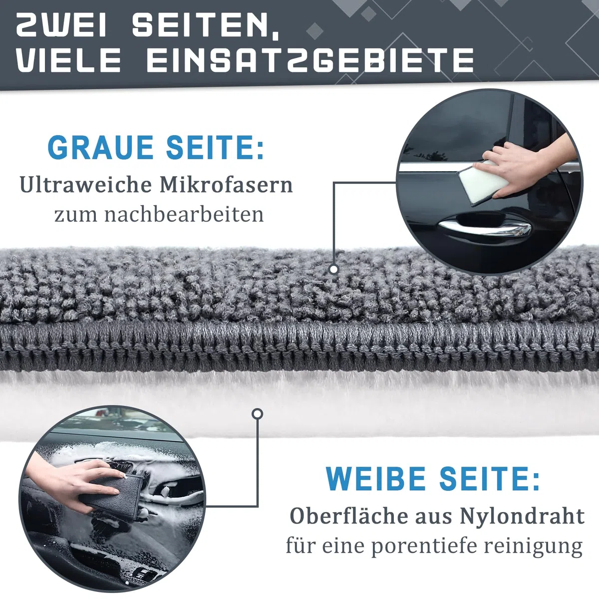 Juego de almohadillas de limpieza para interior de coche, esponja de microfibra para limpieza interior, cuidado de plástico, tapicería, cuero, cabina y grifos, 15 x 9 cm
