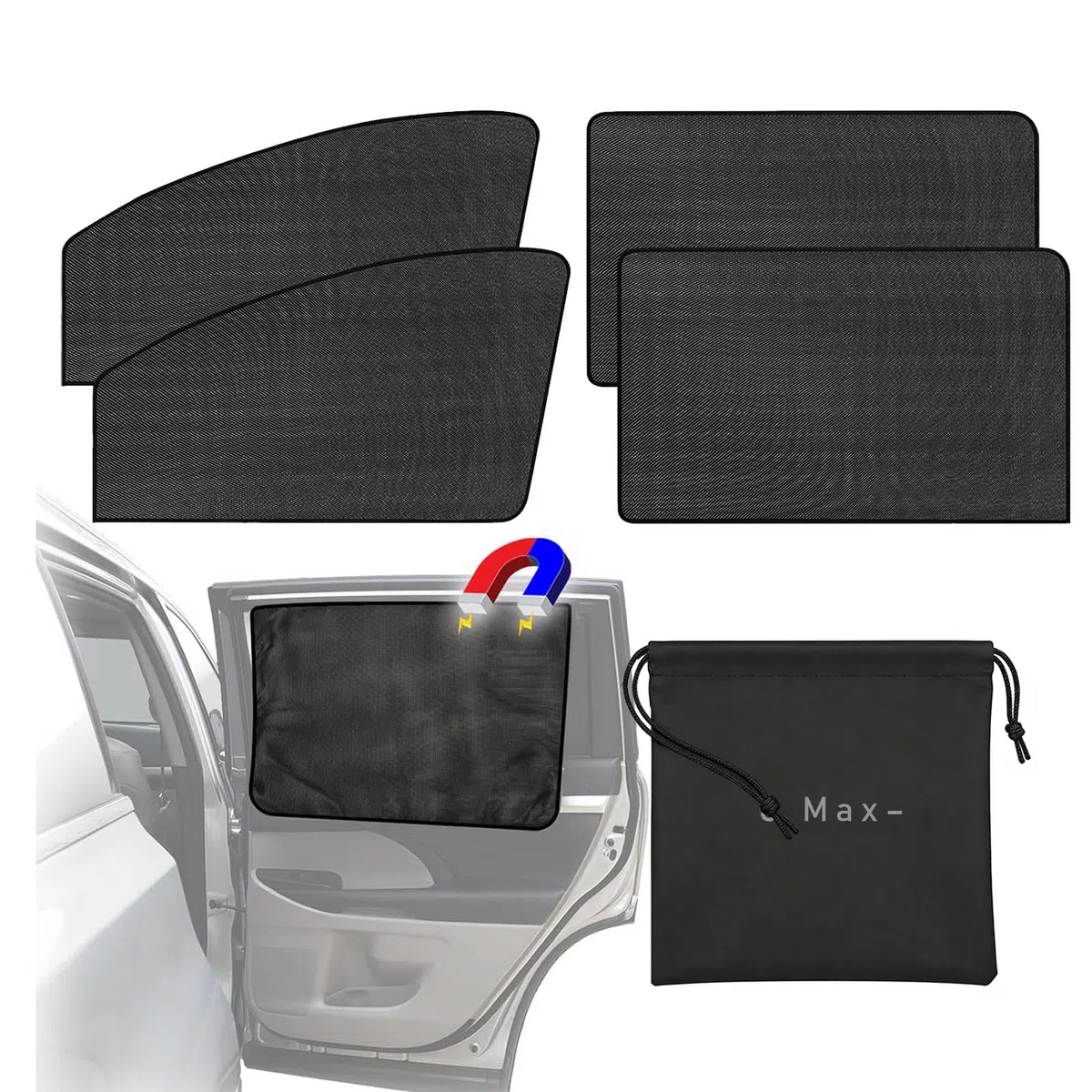 4 Pcs Cortina Protección Solar Magnética para Coche, Parasol Coche Lateral Compatible con Ford C-MAX 2003–2019 Cortinas Coche Ventana，Parasol Ventanas Traseras Coche/Lateral Coche