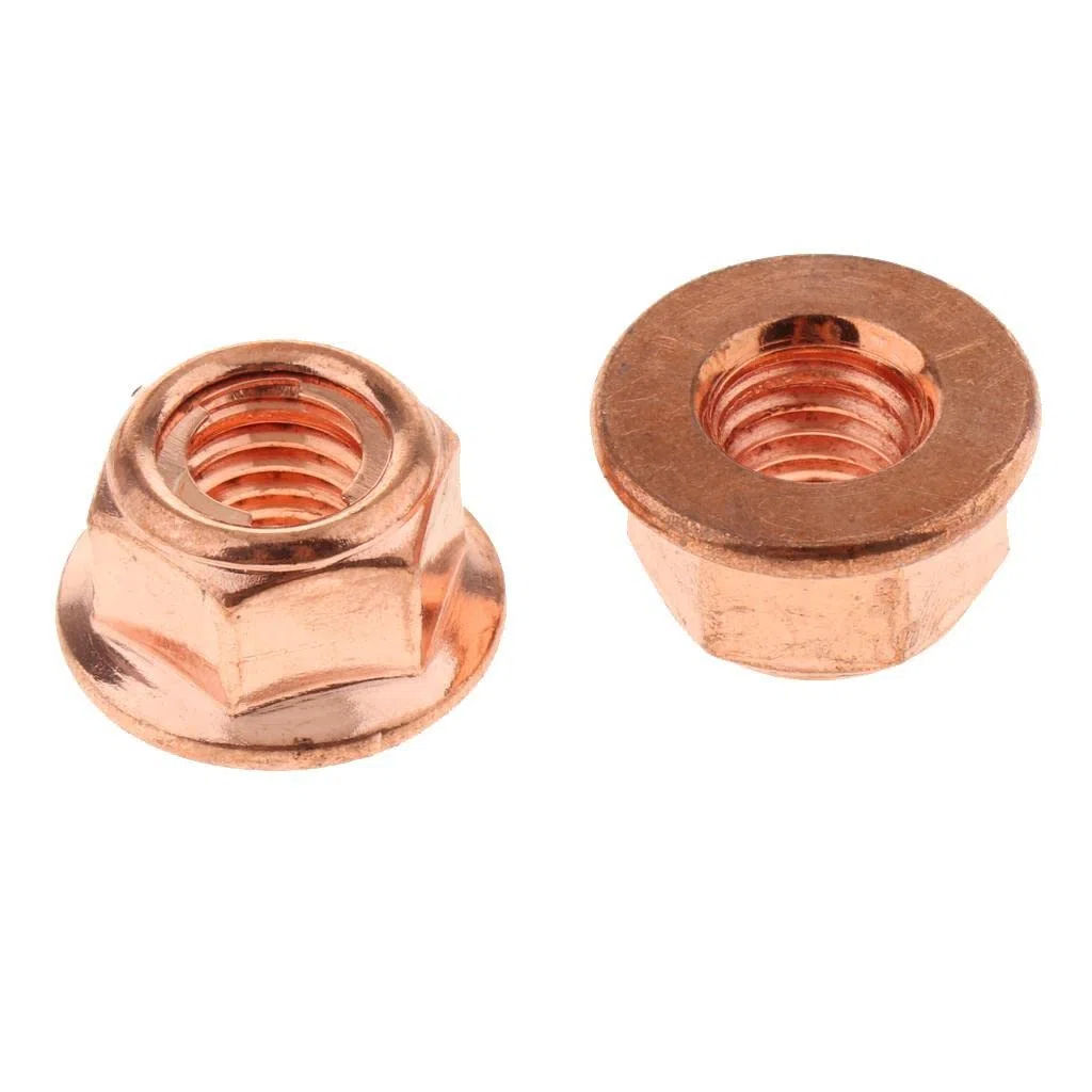 12 Piezas Tuerca de de Cobre M8 con Brida Autoblocante y Rosca Resistente a Temperaturas Adecuada para Automóviles Reparación