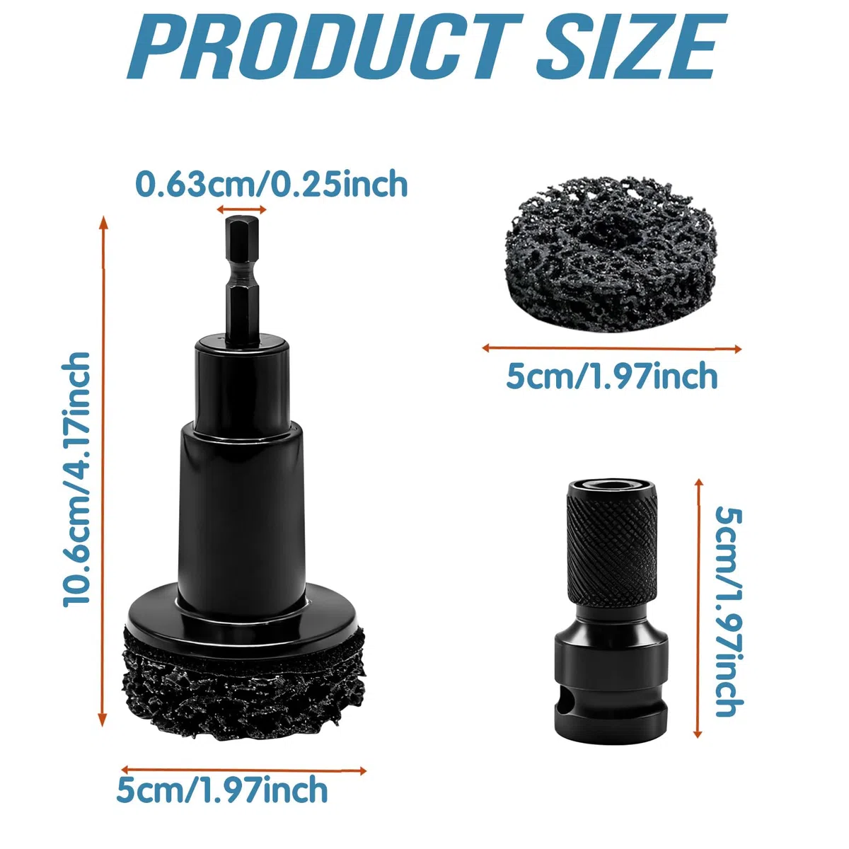 Kit de limpieza y reparación de ruedas. Incluye 5 espaciadores y herramienta para limpiar cubos de rueda. Eliminación rápida de óxido en espárragos y rotores. Compatible con taladros eléctricos