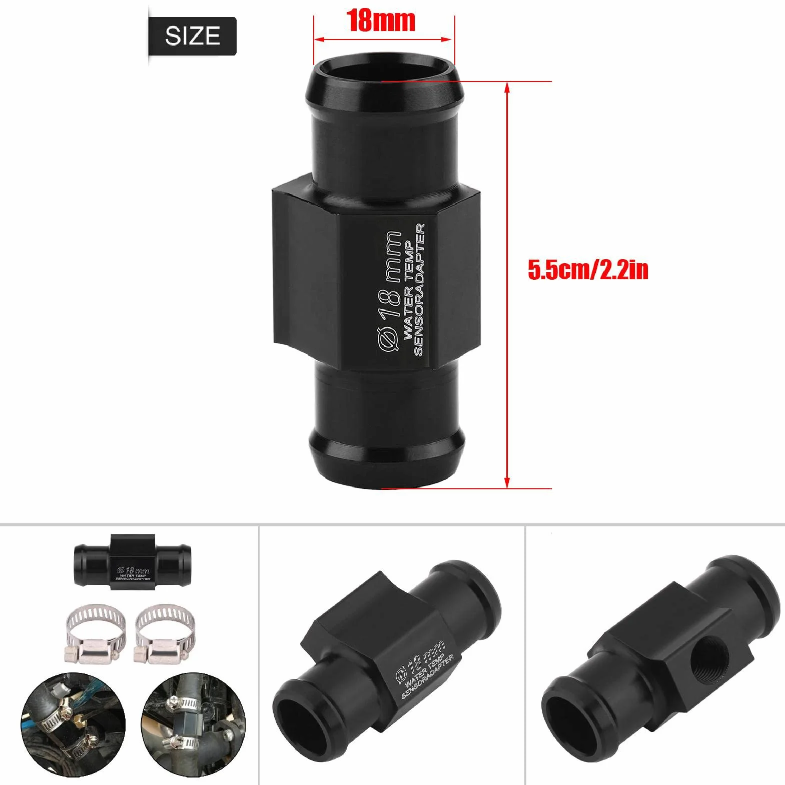 Fydun Adaptador de temperatura del agua motocicleta Medidor de temperatura agua motocicleta Manguera del tubo manómetro(18mm)