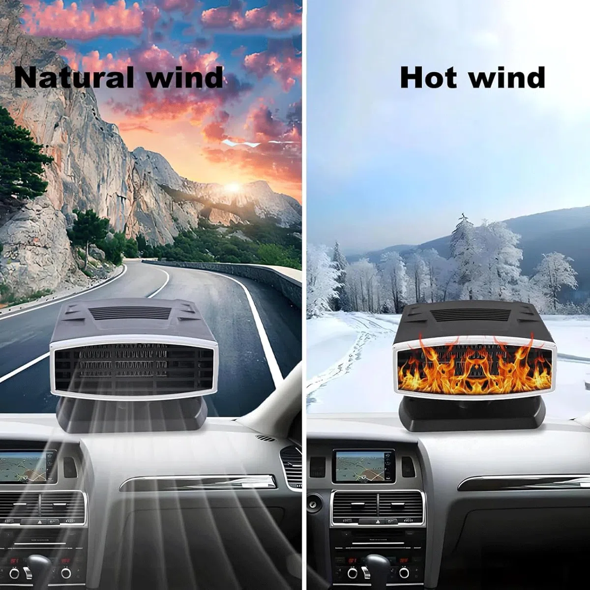 12V 200W Calentador de Coche, 2 en 1 Calefacción y Refrigeración Calentador Desempañador de parabrisas, Calentador de Coche Portátil para Desempañar y Descongelar para Coches SUVs