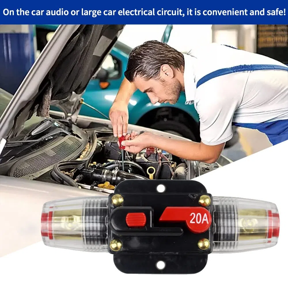2PCS Disyuntor de recuperación automática Portafusibles de 20A 12V-24V Interruptor de fusible de reinicio automático