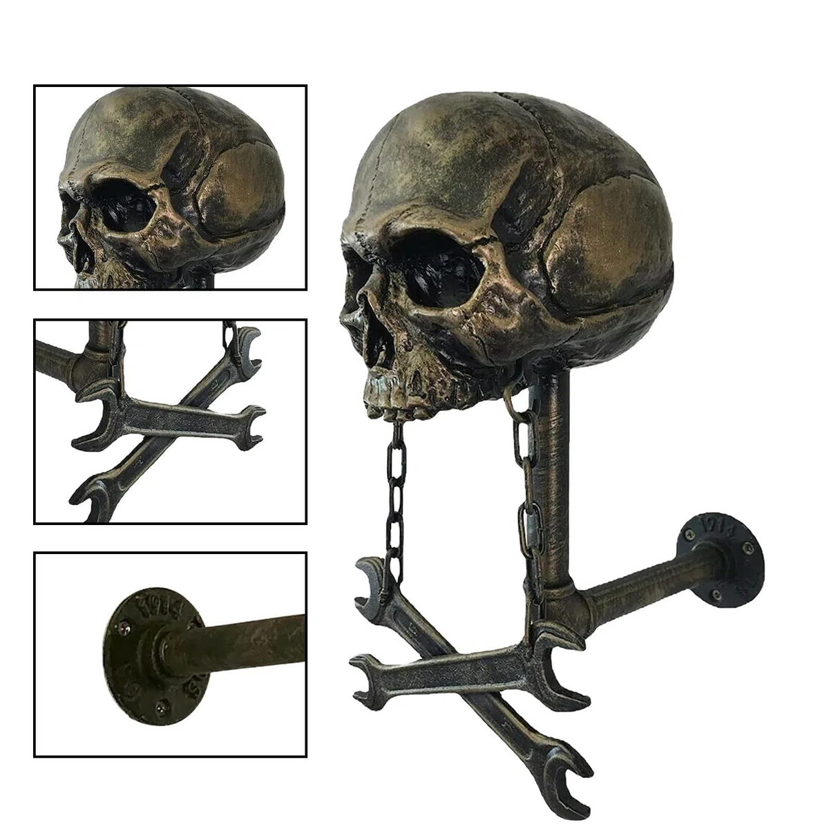 Soporte para calavera | Soporte para calavera motocicleta | Manualidades resina desmontables, accesorios para motocicleta y bicicleta, marco para béisbol