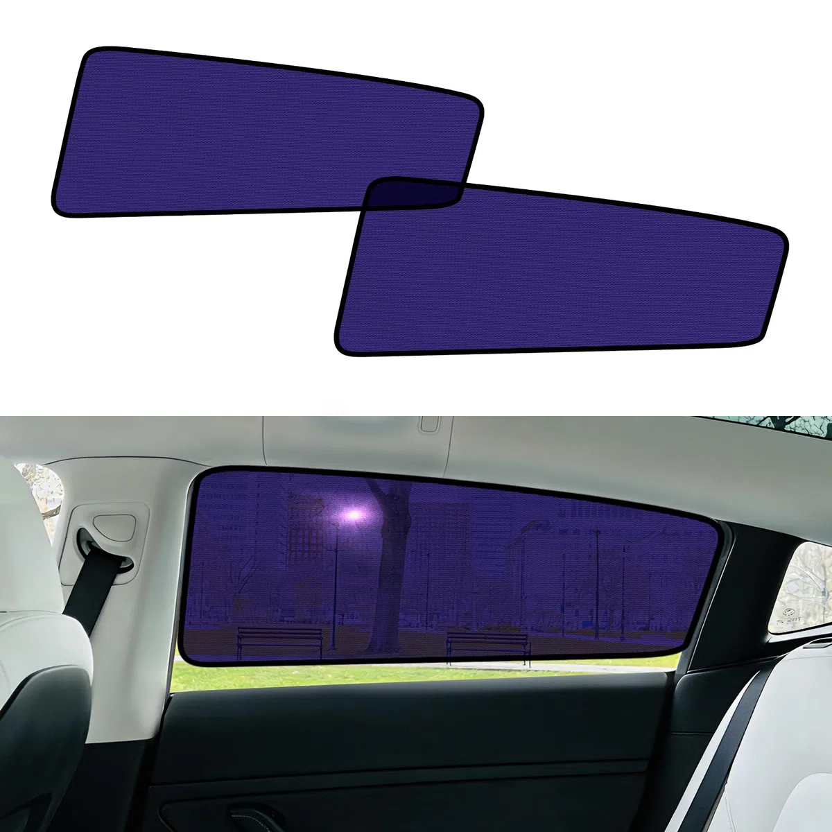ZATOOTO Juego de 2 parasoles para Tesla Model 3 Highland 2024-2026, fácil montaje, oscurecimiento y privacidad para coche bebé, protección solar para ventana lateral trasera