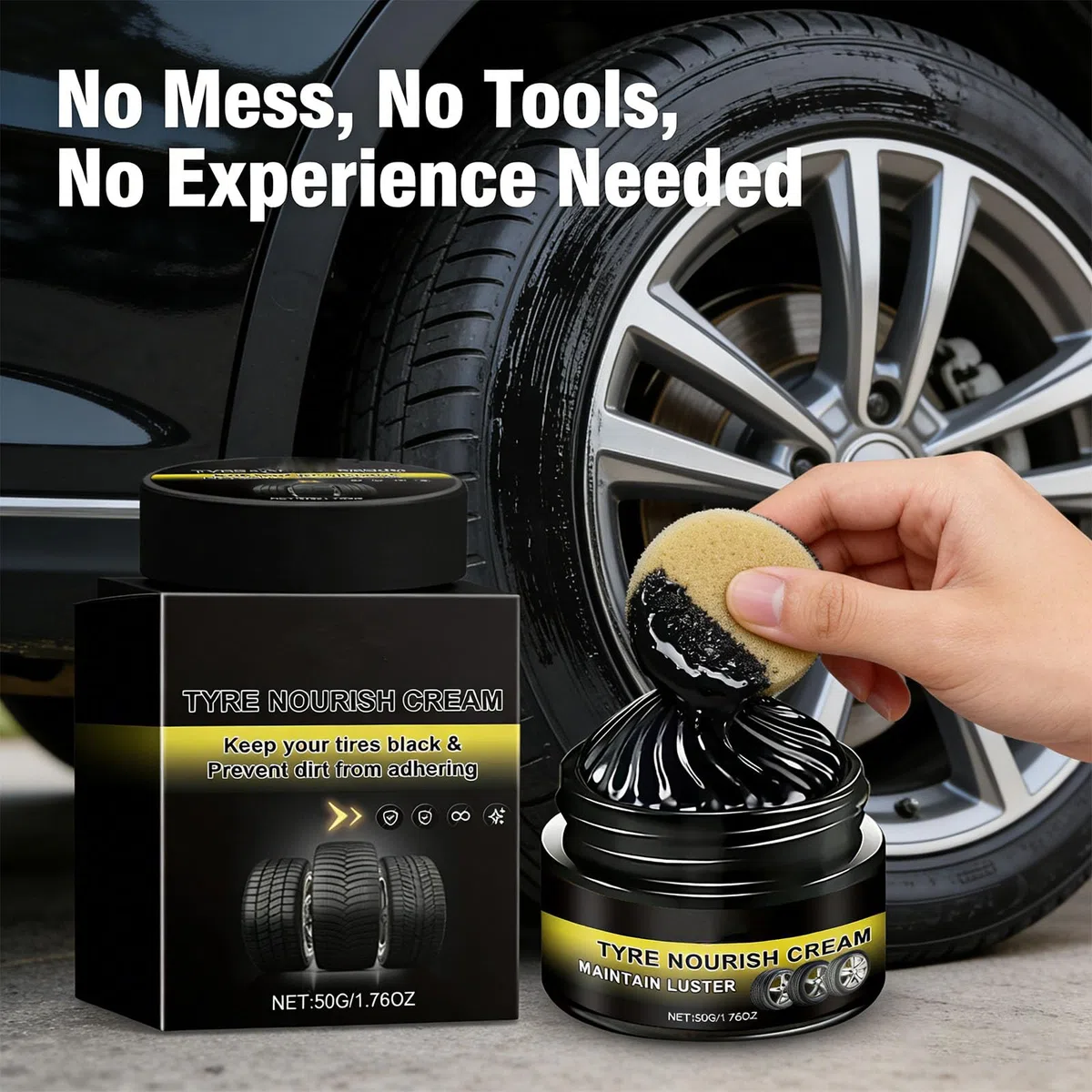 Jeeeun Tire Coating Paste Rapid Acting, Long-Lasting Wet Look High Gloss Shine for Car Truck Motorcycle Rubber Plastic Trim (2 pcs)