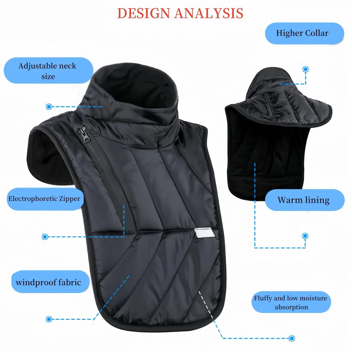 Calentador de Cuello para Moto, Ajustable Transpirable Alto Cuello Calentador, Calentador de Cuello y Hombro para Motocicleta a Prueba de Viento, Protector de Cuello de Moto al Aire Libre
