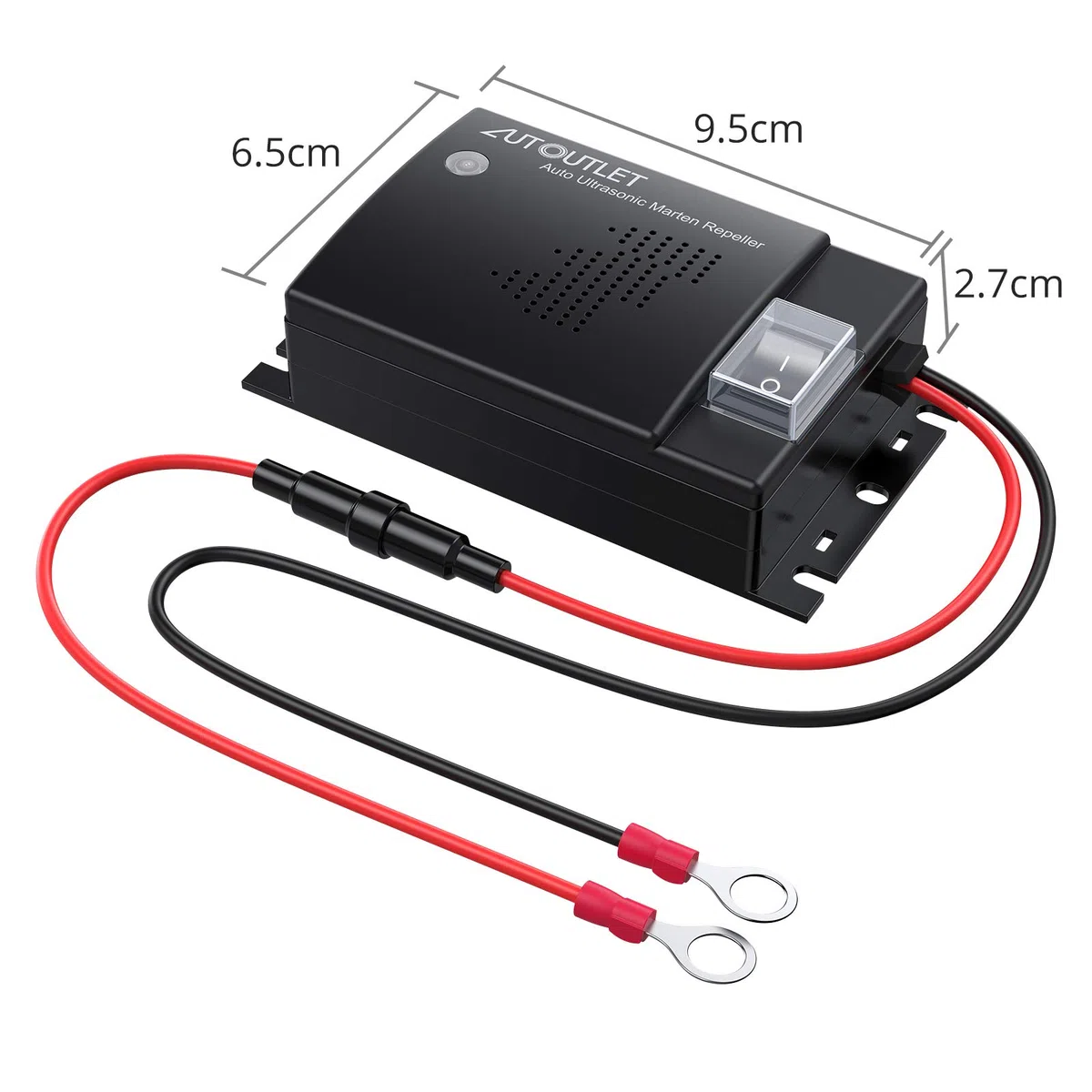 AUTOUTLET Repelente de Ratas Ultrasonico Coche, DC 12V, Sonidos Ultrasónicos Marten Defense Marten Protección Accesorios para Vehículos con Luces Indicadoras de Trabajo, Línea de Extensión 50cm