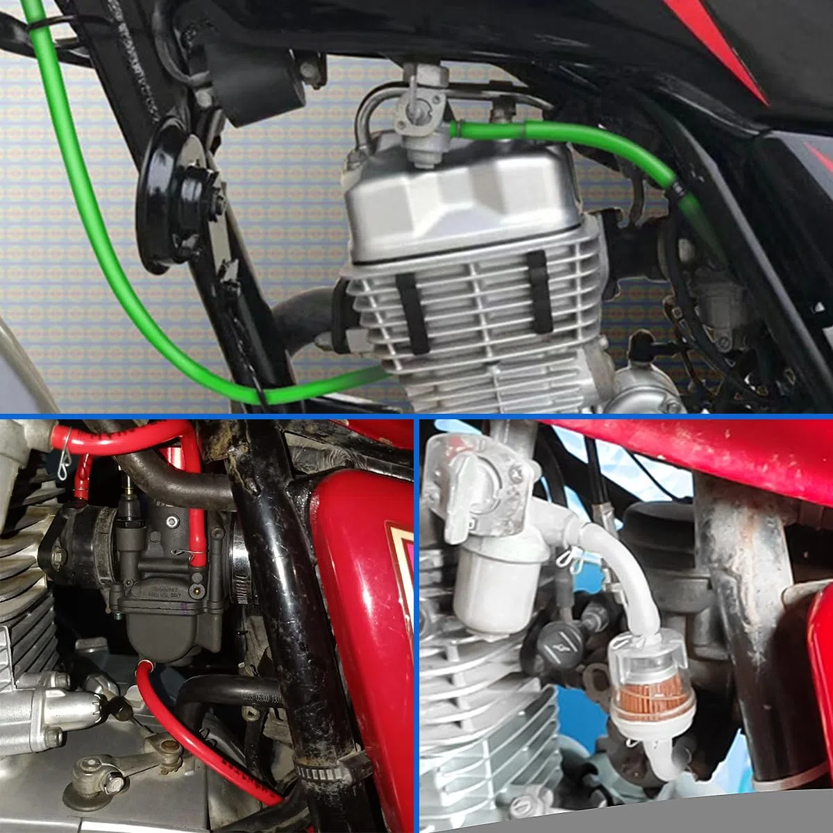 ZAMDOE Manguera de Combustible (5 Piezas * 1 Metro) Línea de Combustible de Goma para Motocicletas motosierras recortadoras (Negro/Rojo/Azul/Verde/Transparente) con filtros de Combustible