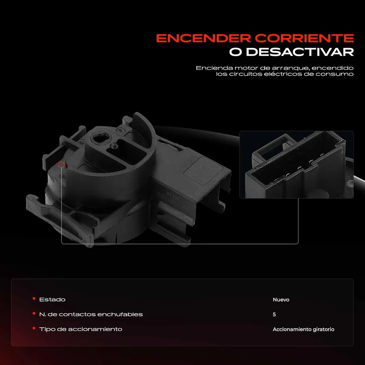 Frankberg Interruptor de encendido Cerradura de encendido 5 polos Compatible con Combo Furgoneta/MPV Combo Tour Corsa C X01 Corsa C Furgoneta/Compacto X01 Corsa D Furgoneta/Compacto S07 09115863