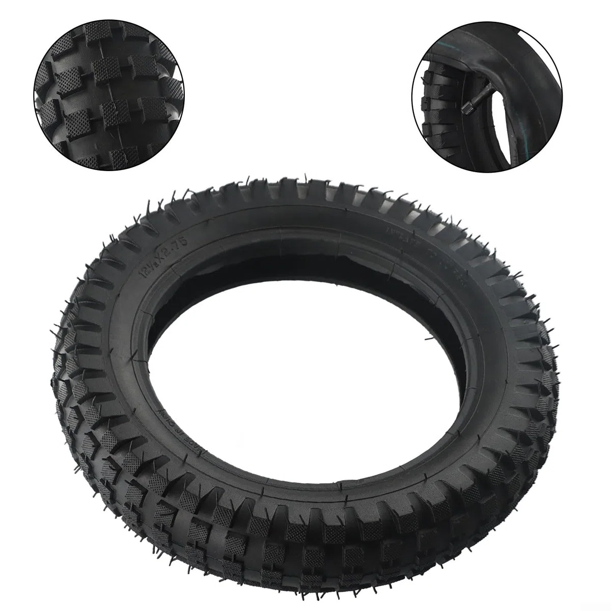 Juego de neumáticos y tubo interior de 12.5 x 2.75 para 49 cc para MINI Dirt Bike MX350 MX400 Scooter, neumático de goma de rueda todoterreno de 12 1/2 x 2.75 con válvula recta, color negro