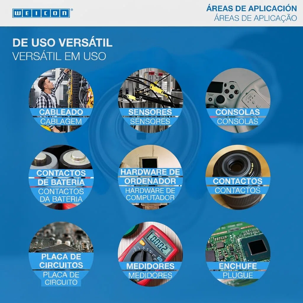 WEICON Limpiador de Contactos Electrónicos | 400 ml | Limpia y desengrasa componentes electrónicos o mecánicos | Transparente