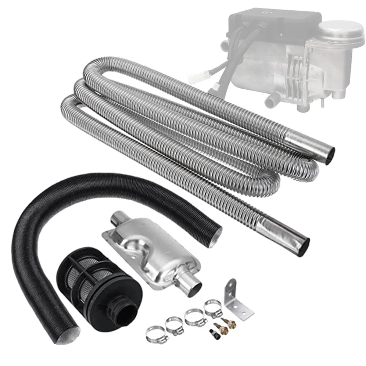 escape flexible - Kit escape reducción ruido,escape acero inoxidable Povanjer calentador aire estacionamiento escape