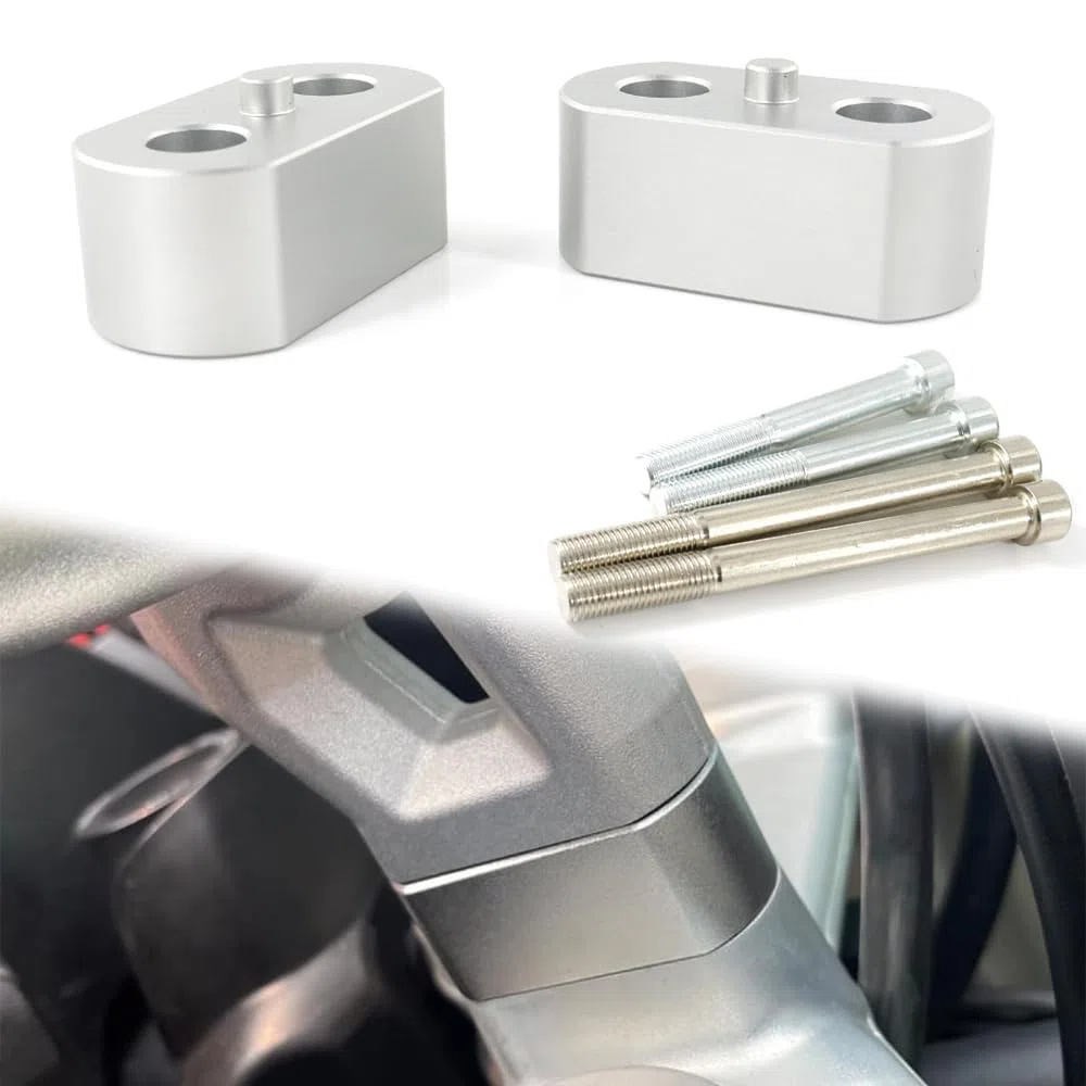 Xitomer Elevadores de manillar de motocicleta, apto para Tiger 800 10-14, Tiger 800 XC/XRX, Tiger 1200 XCA/XCX 2017 2018 2019 2020, Tiger Explorer 2011-2014 2015/ Tiger 900 GT/Pro 20-21 (plateado)