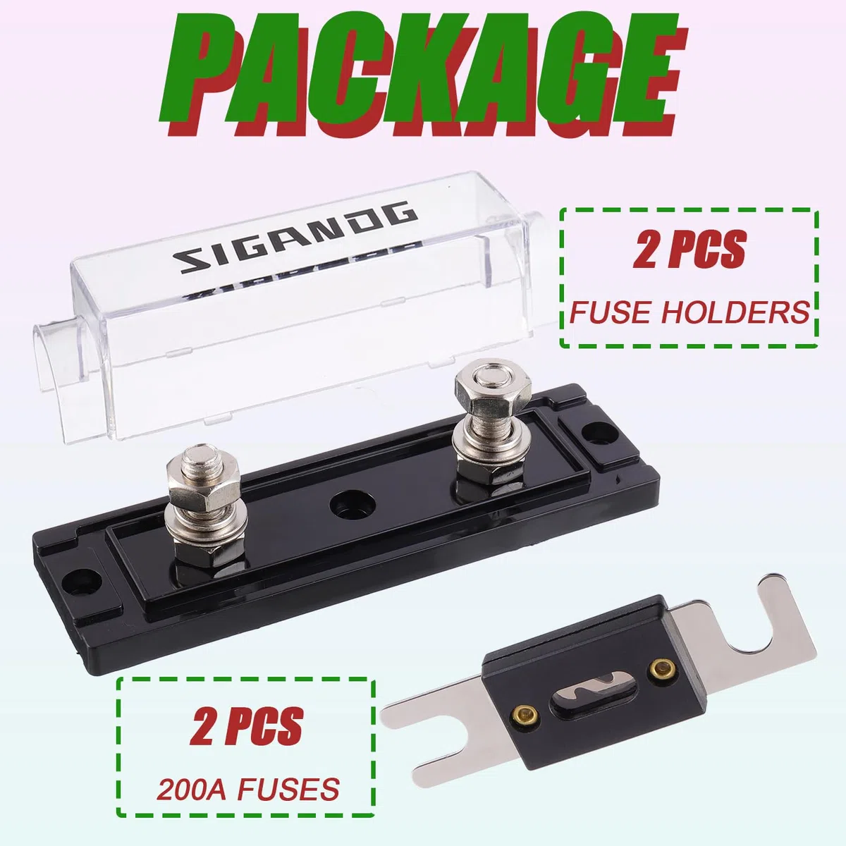 Portafusibles ANL de 200 amperios bloque de fusibles calibre 0/2/4 con fusibles ANL de 200A para coche, audio, camión, bricolaje (paquete de 2)