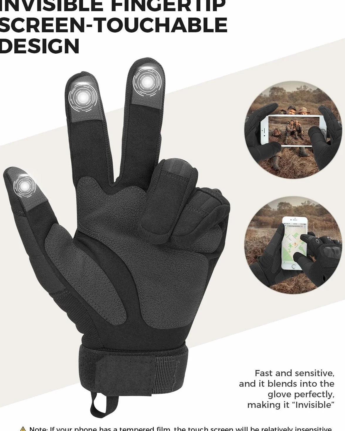 KEMIMOTO Guantes Moto Hombre, Guantes Moto Pantalla Táctil Protección, Tácticos Militares Dedo Completo Antideslizante para MTB ATV Escalada Paintball Motocross