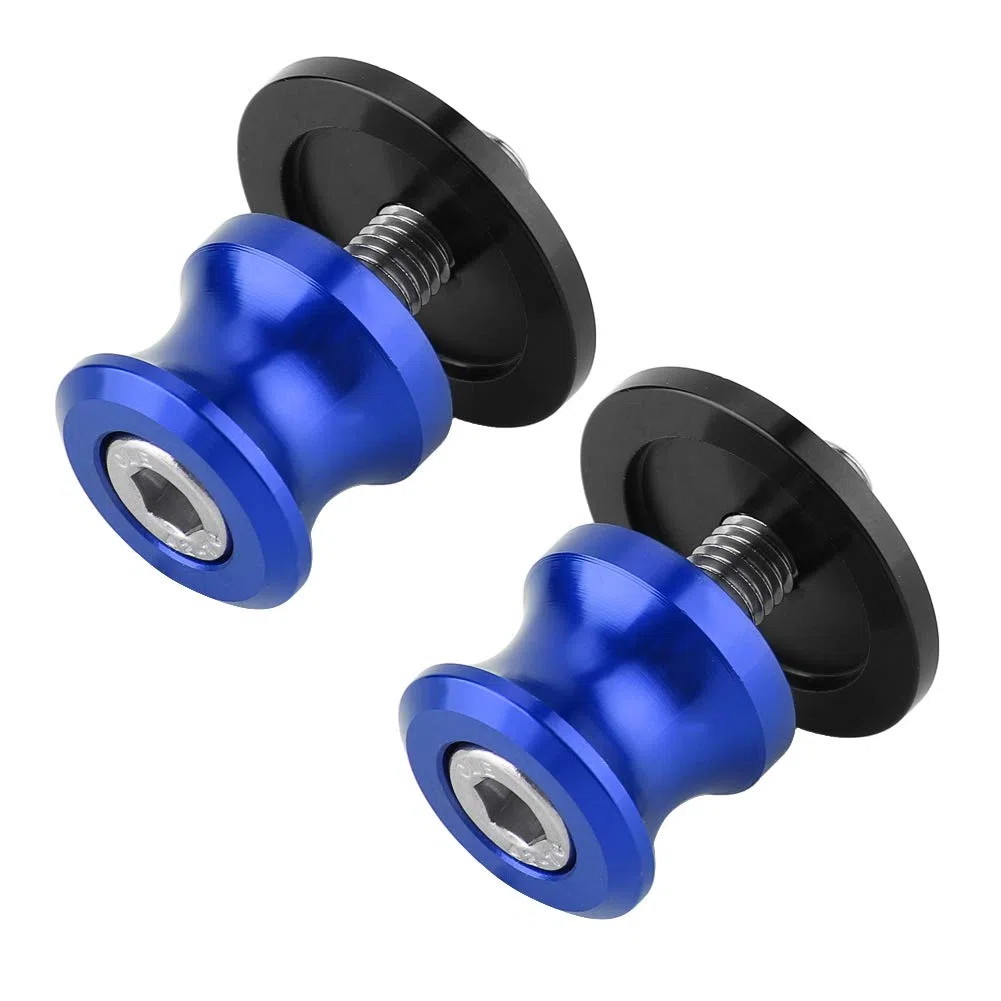 Carrete del brazo oscilante-Duokon 2pcs Universal 6mm Frame Sliders Motocicleta Soporte trasero Brazo oscilante Spool Sliders Soporte de aleación de aluminio(azul)
