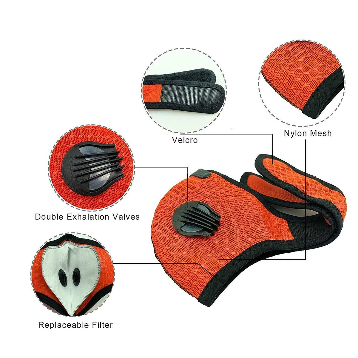 Riloer Máscara antipolvo, máscara facial con filtro de polvo para ciclismo, motocicleta, motocicleta, bicicleta, máscara anticontaminación, filtro antipolvo de media cara, azul