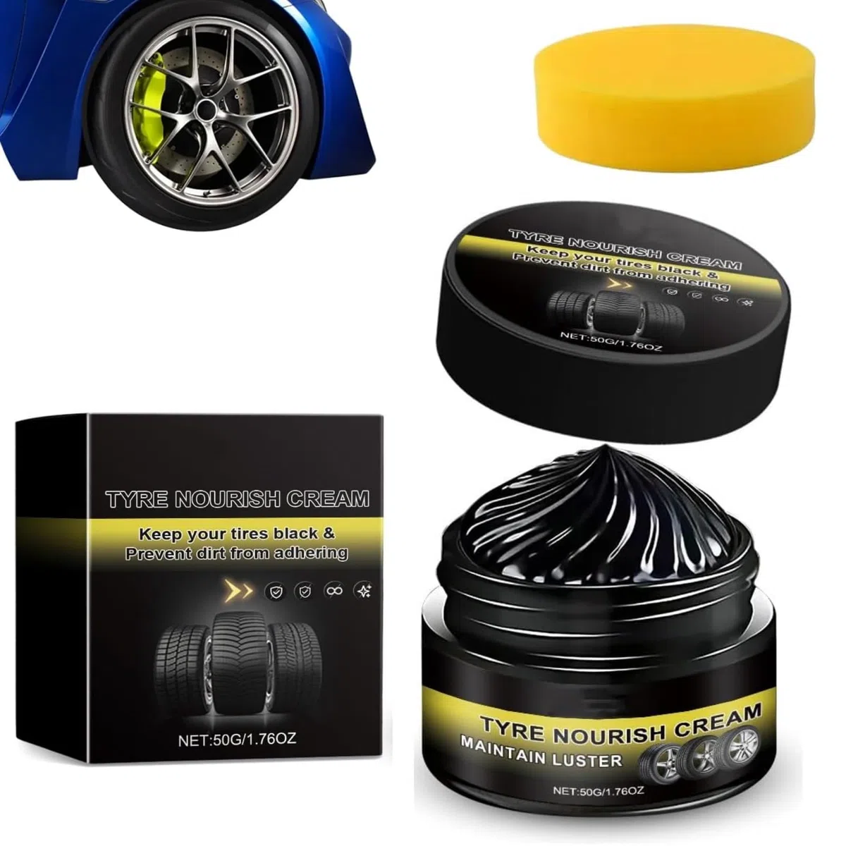 New 2026 Car Tire Ceramic - Wheel Cleaning Refurbish Wax, Tyre Nourish Cream, Tires & Plastic Trim Renewal Paste - Restores Shine, For Car Trucks Motorcycles Tire (1)