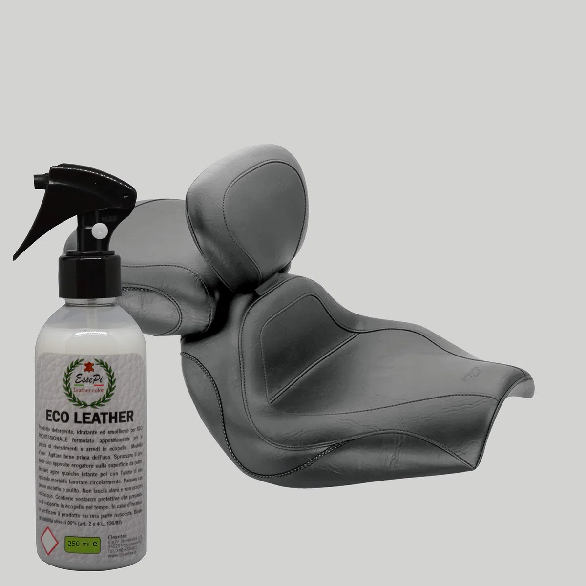 Detergente de cuero ecológico para artículos de cuero ecológico, cuero sintético, vinilo y skai. Limpia, nutre y protege. Producto de alta calidad. Base acuosa no tóxica. 250 ml
