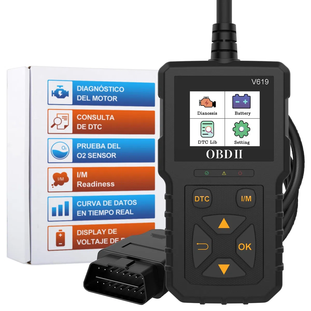 AWESAFE OBD2 Diagnosis Coche Multimarca con Pantalla, Escáner y Lector de Códigos de Fallos (DTC) para Automóviles, Herramienta de Diagnóstico con Prueba EVAP/Apague MIL/Curva de Datos/Sensores O2