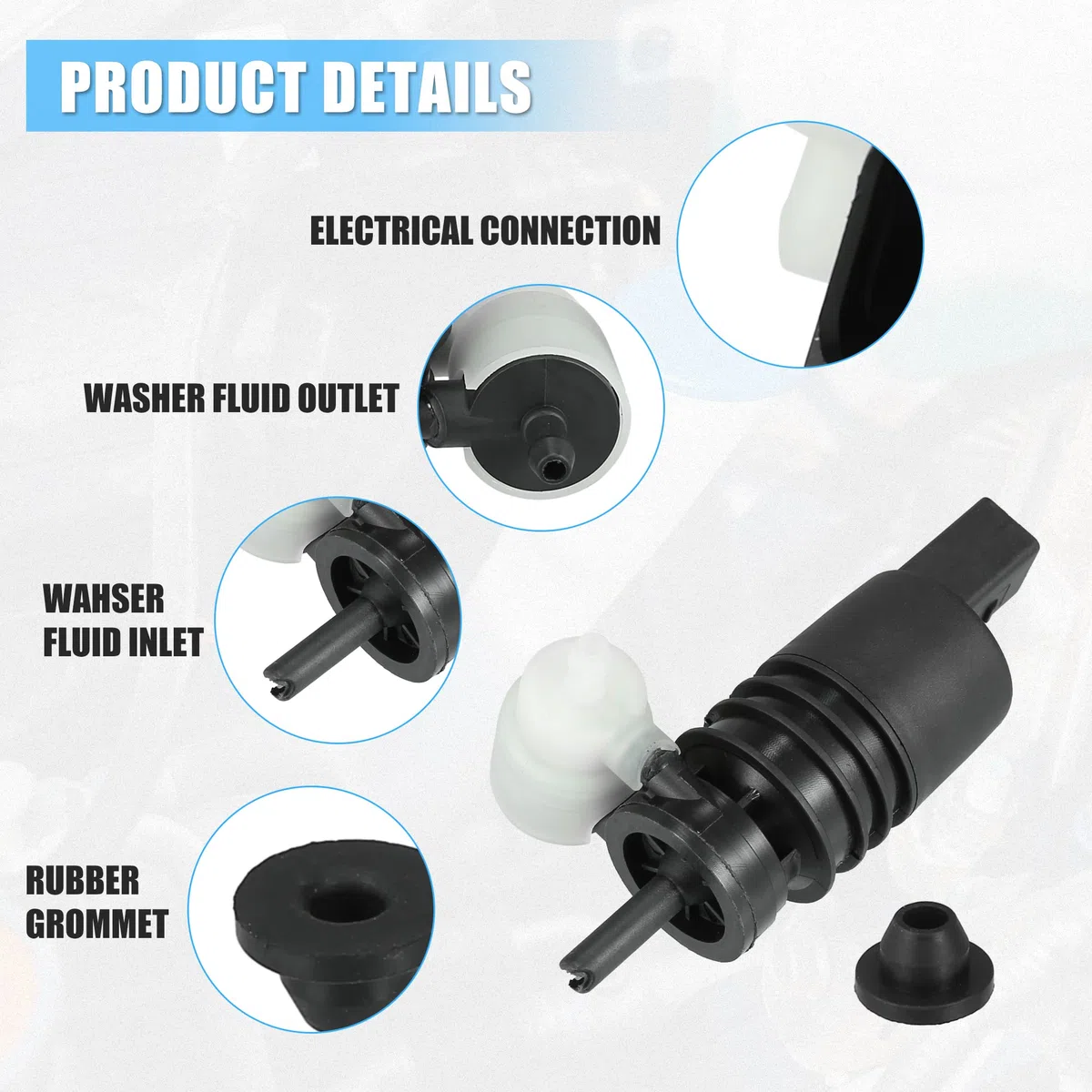 X AUTOHAUX Parabrisas Arandela Motor Bomba de Agua de Limpiaparabrisas para VW Golf Jetta -1 Unidad Negro