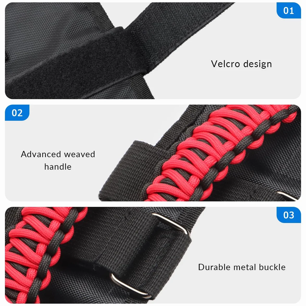 Asideros de Agarre compatibles con Wrangler JK YJ TJ CJ JK JL JLU Auto Grips Roll Grips (Rojo)