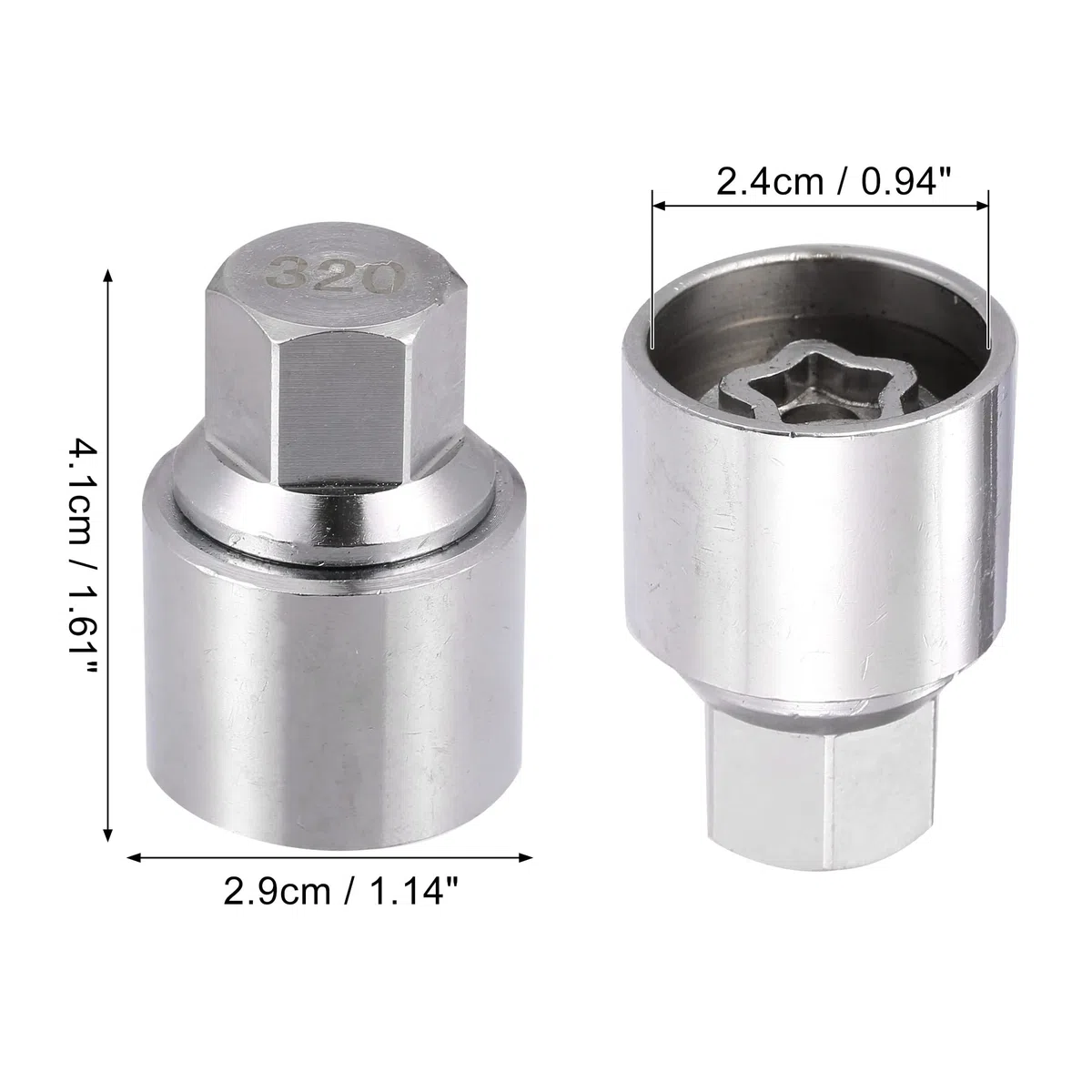 X AUTOHAUX Tuerca De Bloqueo De Rueda para Mercedes-Benz, 1 Unidad, Plata | Color Plata Tono, Material Aleación De Acero, Para Mercedes-Benz, Dimensión 4,1X2,9 Cm, Diámetro Interior 2,4 Cm