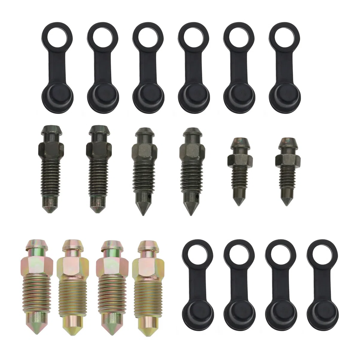 ECSiNG 10 Piezas Tornillos de Purga de Perno Hueco M6x1mm M7x1mm M8x1,25mm M10x1mm M10x1,25mm con Tapa de Goma para Reemplazo de Tornillo de Escape del Cilindro Maestro de Freno de Motocicleta