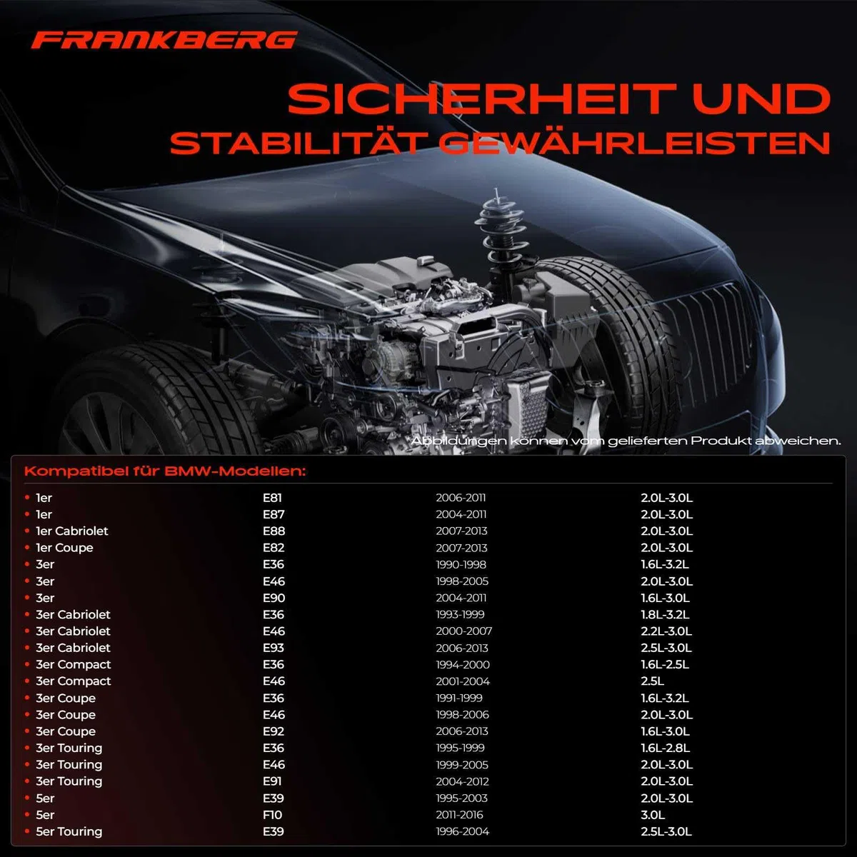 Frankberg 2x Soportes del Motor Almacenamiento Motor Compatible con Serie 5 Touring F11 3.0L Serie 3 cabrio E46 2.2L Serie 3 E46 2.2L Serie 5 E39 2.5L Z3 R.o.a.d.s.t.e.r E36 1.8L Replace# A4043