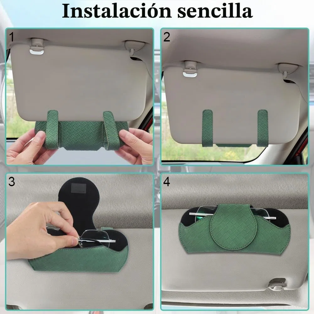 2 Soportes para Gafas de Sol para Visera de Coche, Caja organizadora de Gafas de Cuero con Clips para Visera de automóvil, Accesorios de Visera Interior automotriz