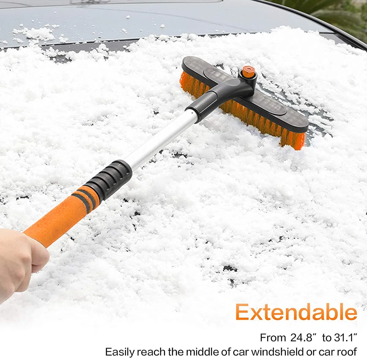Extracción del Cepillo de Nieve del Coche Extensible con el raspador de Hielo for el Parabrisas del automóvil y el Agarre de la Espuma de la Nieve Desmontable for el automóvil