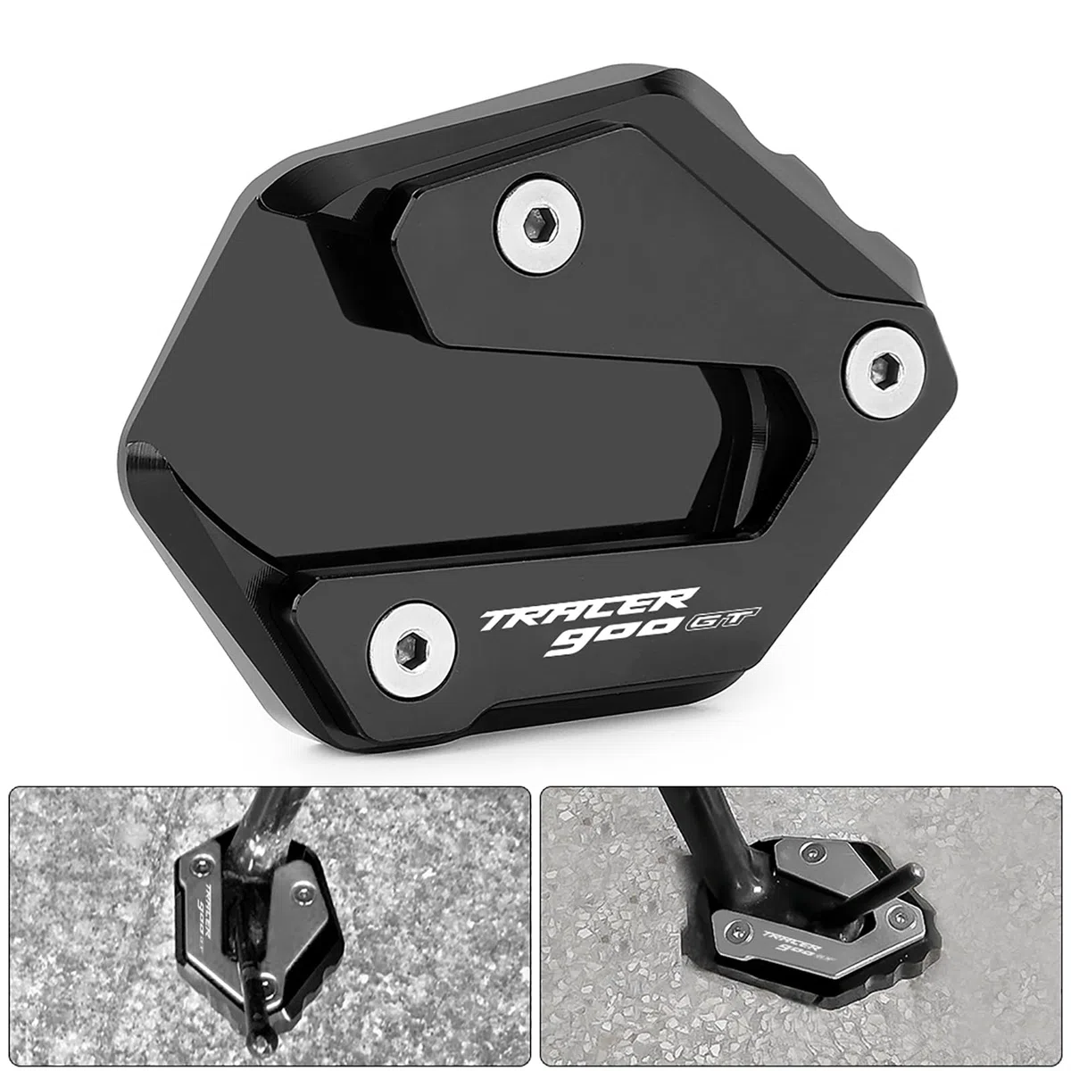 Motocicleta Soporte Pie Caballete Lateral Enlarger Placa CNC Aluminio Pad Para TRACER 900 GT 2018-2024