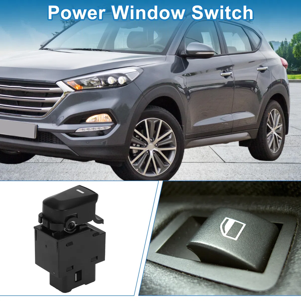 A ABSOPRO Interruptor De Ventana Eléctrica Interruptor De Control De Ventana Del Lado Del Pasajero Para Hyundai Tucson Ix35 2010-2015 Negro