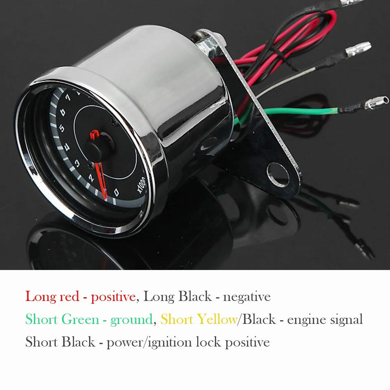 POFET Medidor de tacómetro electrónico universal para motocicleta Tacómetro de motocicleta Cuentarrevoluciones Odómetro Universal 13000RPM Luz nocturna LED Retroiluminación Tacho Gauge - Plata