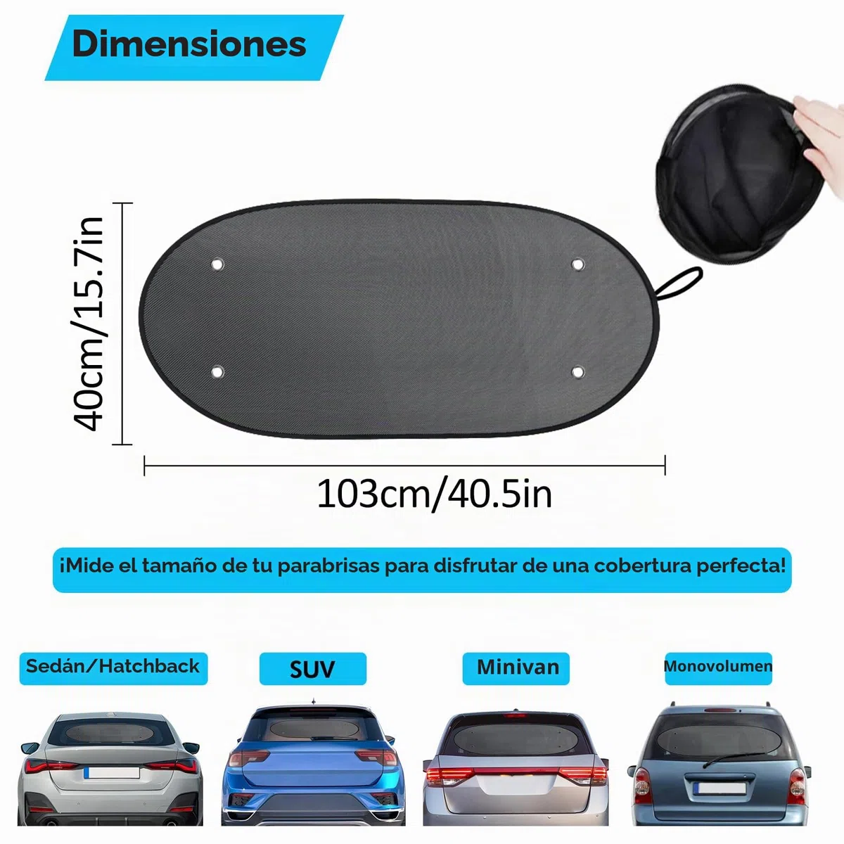 ZATOOTO Parasol Coche Trasera, Parasol Trasero con Potente Ventosa, Visera de Malla para Ventana Trasera, Protección UV, 100 x 40 cm