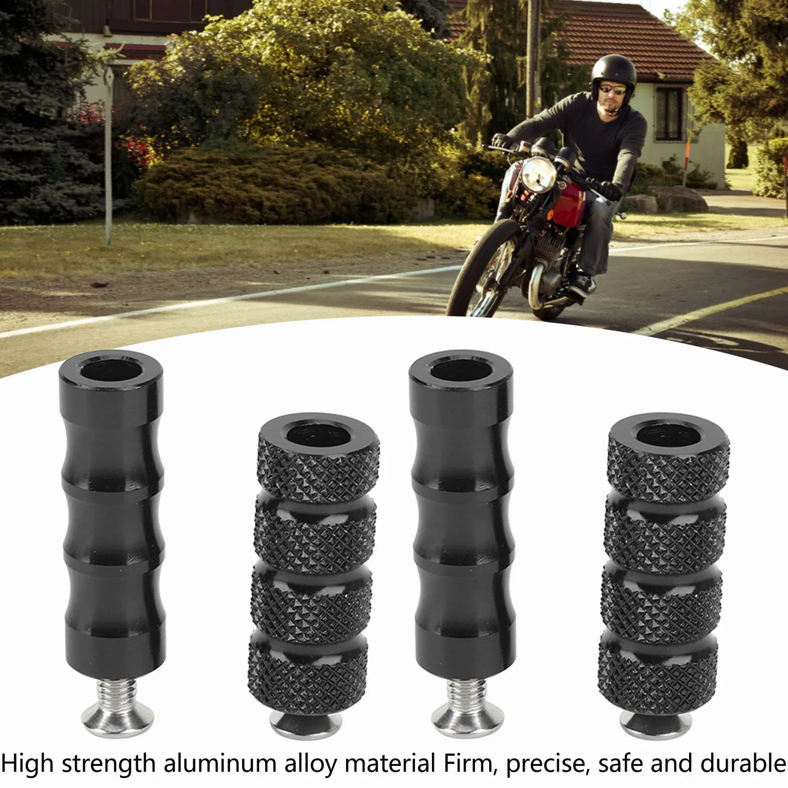 Palanca De Cambio Moleteada Para Motocicleta CNC, 2 Pares, Antideslizante, Palanca De Cambio De Marchas, Clavijas De Freno, Pedal, Reposapiés Delantero Con Orificio De 6mm Para Pernos (Black)