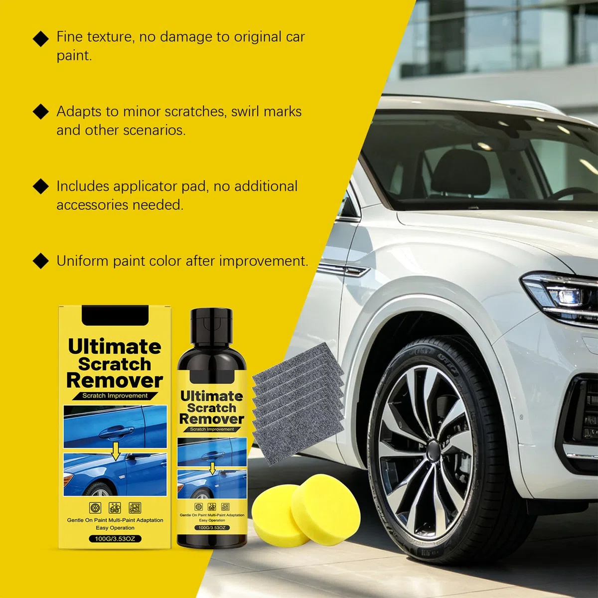 Nano Scratch Remover for Cars, Ultimate Scratch Remover Paste for Light Scuffs, Swirl Marks and Glossy Paint Care (1pcs)