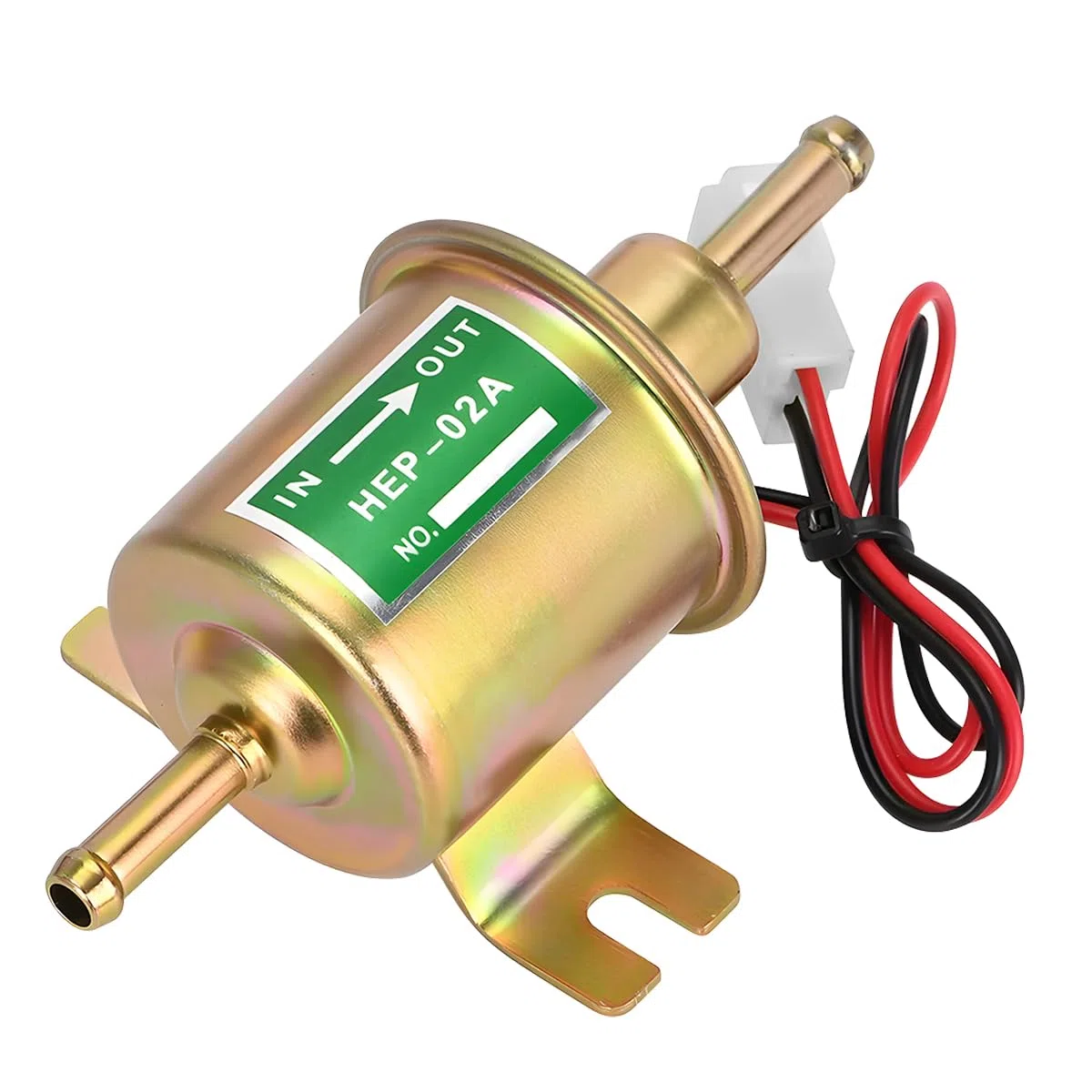 CGEAMDY Bomba De Combustible Eléctrica Universal, Bomba Dosificadora De Combustible, Eléctrica 12V Bombas De Combustible HEP-02A, Para Todos Los Automóviles, Carburador, Gasolina, Diesel (Oro)