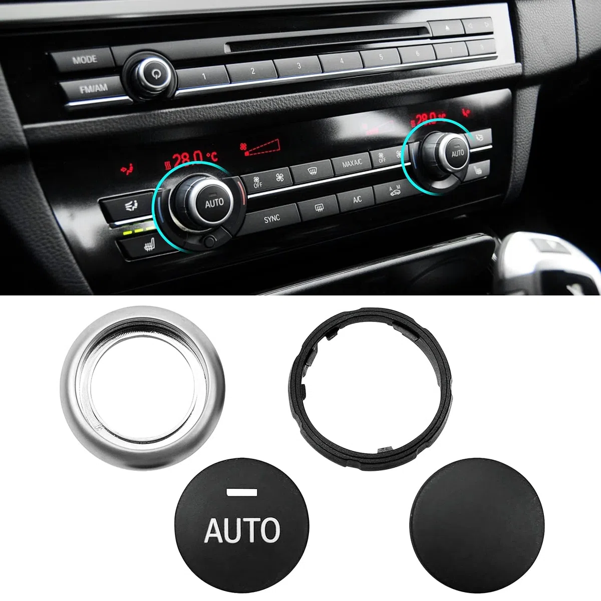 TTCR-II Compatible con mando de aire acondicionado BMW, botón de control de climatización, interruptor de ajuste de ac para BMW Serie 5 6 7 X5 X6 F01 F02 F10 F11 F12 F13 F15 F16