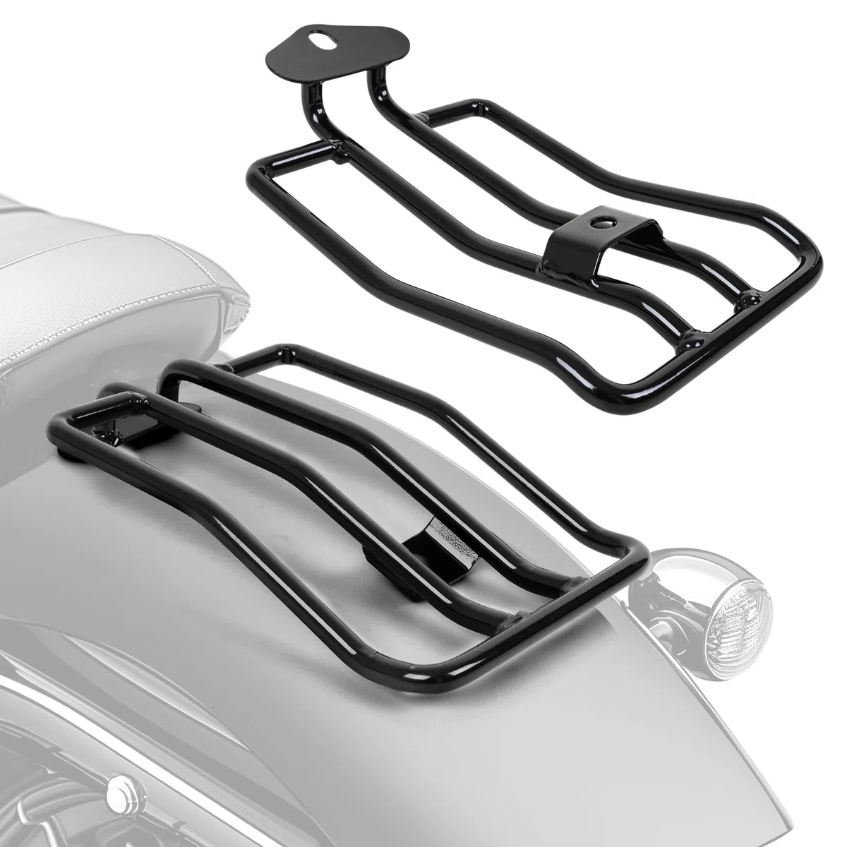 DREAMIZER Portaequipajes para Asiento Individual Compatible con Harley, portaequipajes Trasero Negro para Motocicleta Sportster XL883 1200 2004-2015