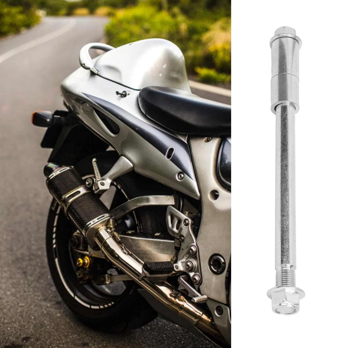 Eje de rueda delantera y trasera de motocicleta con casquillo (34 mm), ejes metálicos para motos de cross de 70 cc y 90 cc (M15 x 220 mm)
