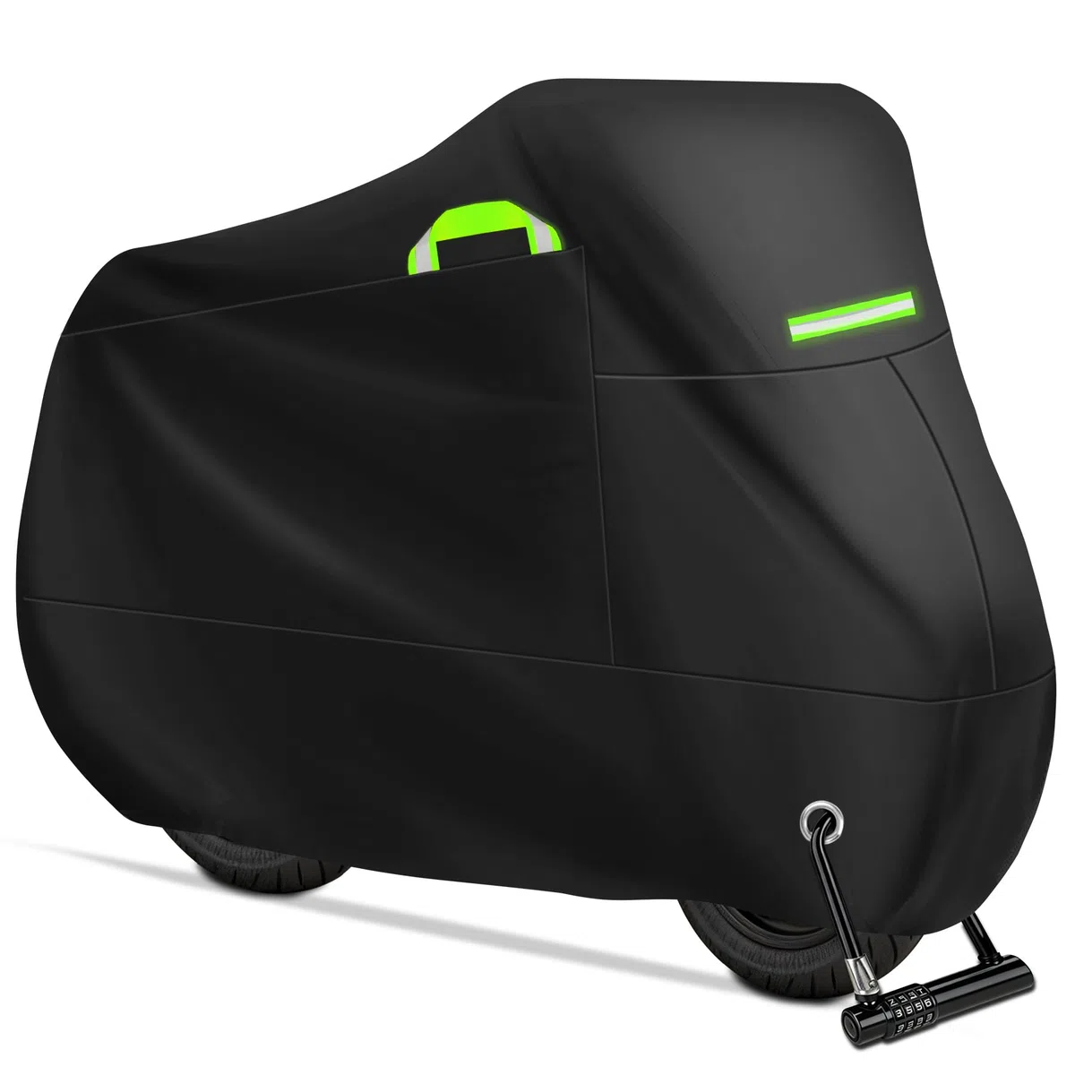 Funda para Moto, Cubierta de Moto Poliéster Impermeable, Protectora a Prueba de Sol Lluvia Polvo Viento Nieve Excremento de Pájaro para Cubre Scooter Motocicleta, 245x105x125cm (Negro)