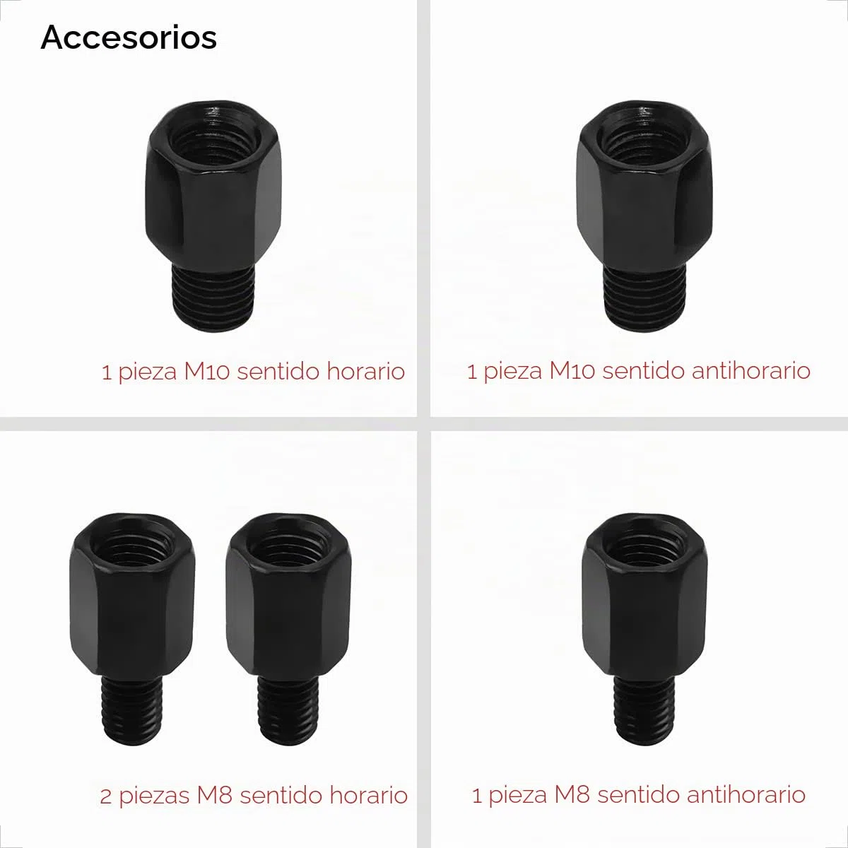 Evermotor - Espejo retrovisor universal para moto y scooter lateral homologado E, espejo retrovisor E4, 1 rosca M10 a la derecha + 1 rosca M10 a la izquierda, 2 roscas M8 a la derecha + 1 rosca M8 a