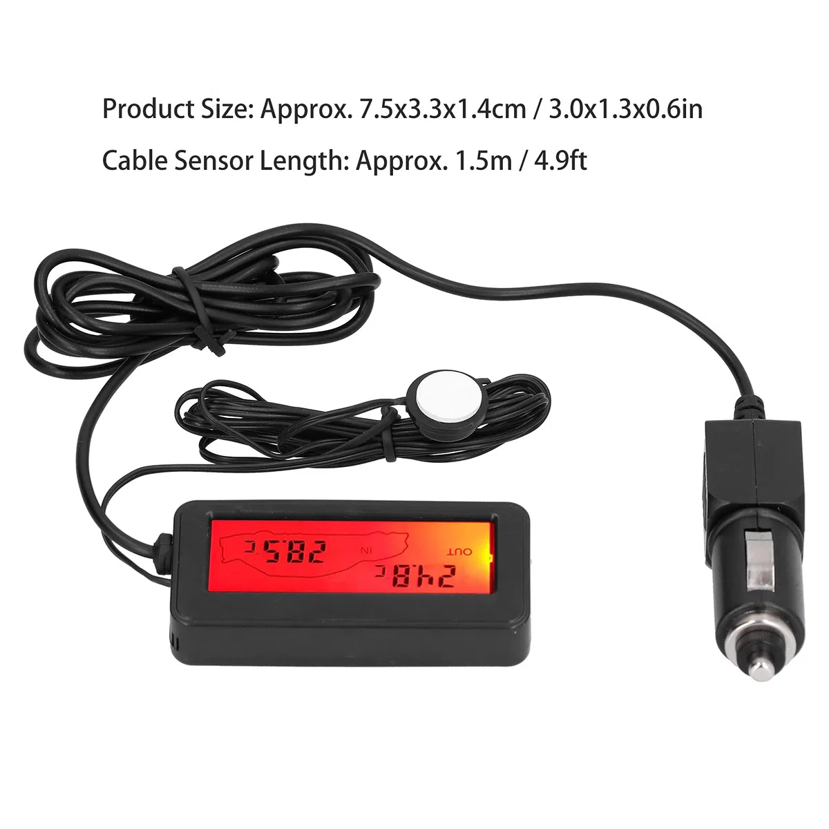 Termómetro LED Digital DC12V Mini Termómetro de Coche Medidor de Temperatura Electrónico Suministros para Interiores y Exteriores Instrumento de Medición(Rojo)