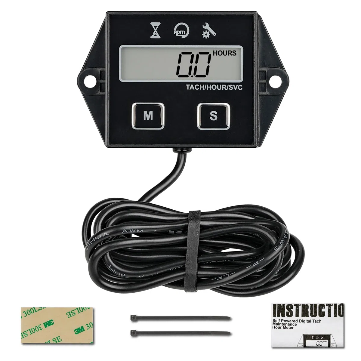 TacóMetro Inductivo con Cuentahoras Medidor De Rpm Para Motores PequeñOs para CortacéSped Motosierra Barco Compresor Lavadora A PresióNMotor Fueraborda Quitanieves Tractor Generador