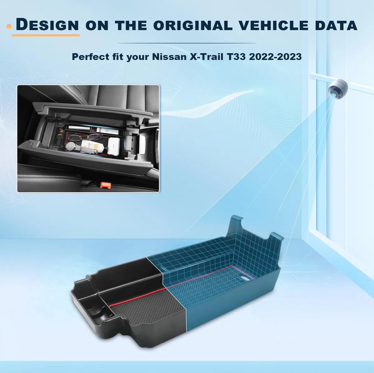 BIXUAN T33 Compatible con Nissan X-Trail T33 4 Gen 2022-2025 2026 Consola Central Caja de Almacenamiento con Alfombrilla Antideslizante Compartimiento Accesorios Compartimiento Compartimiento