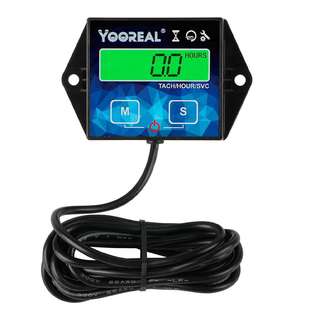 Yooreal Tacómetro digital con luz de fondo,Contador de horas,Horas reajustable,Batería reemplazable Motor para cortacésped Generador Motosierra Motor fueraborda Quitanieves Equipo a gas (YR-HM011G)