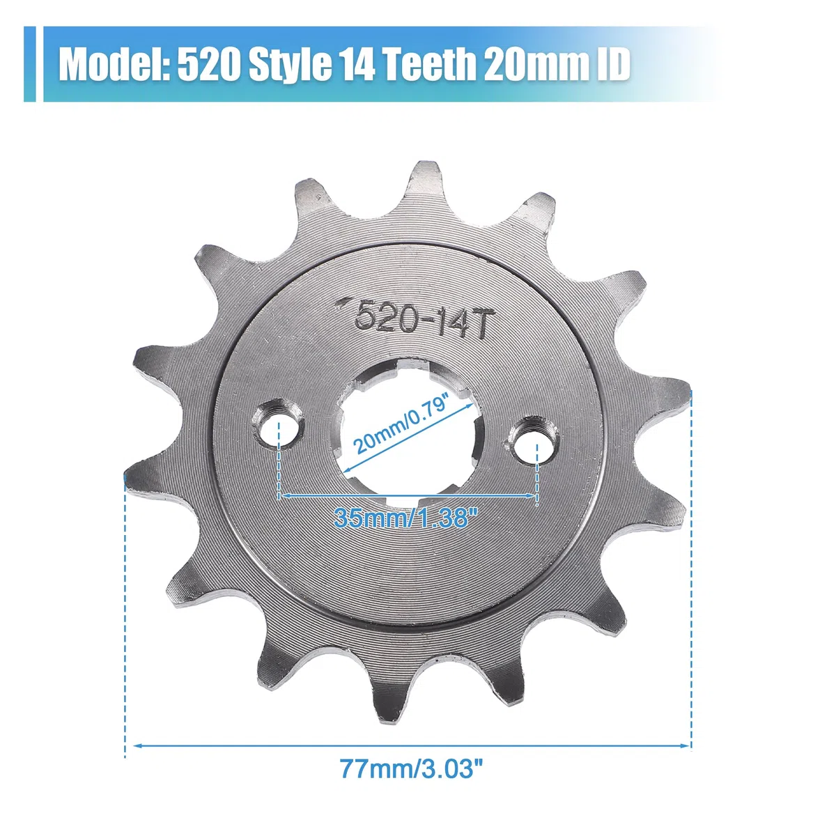 QUARKZMAN 520 Estilo 14t Dientes 20mm Id Motor Frontal Piñón Juego para Motocicleta